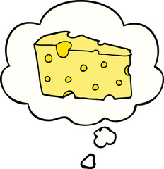 cartoon cheese with thought bubble