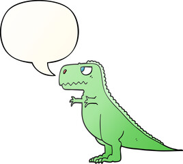 cartoon dinosaur with speech bubble in smooth gradient style