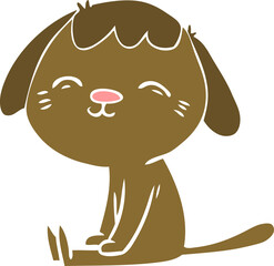 happy flat color style cartoon dog sitting