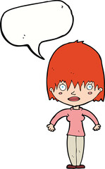 cartoon woman staring with speech bubble