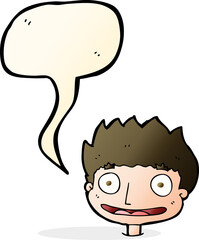 cartoon happy boy with speech bubble