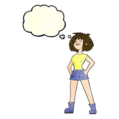 cartoon capable woman with thought bubble