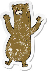 distressed sticker of a quirky hand drawn cartoon bear
