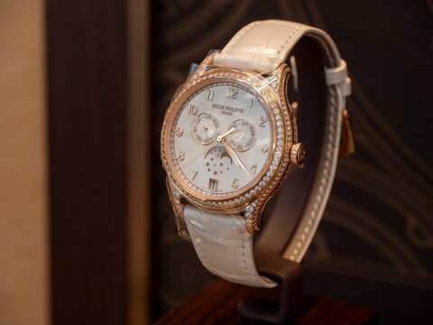 Exquisite Patek Philippe Luxury Watch on Display in a Prestigious Boutique