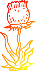 warm gradient line drawing of a cartoon wild flower