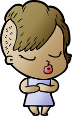 cartoon pretty hipster girl