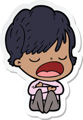 sticker of a cartoon woman talking