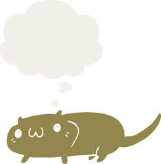 cartoon cat with thought bubble in retro style