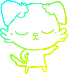 cold gradient line drawing of a cute cartoon dog