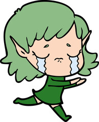 Obraz premium cartoon crying elf girl