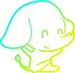 cold gradient line drawing of a cute cartoon elephant