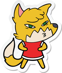 sticker of a clever cartoon fox