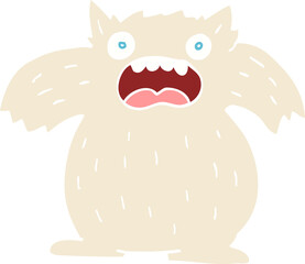 flat color illustration cartoon yeti monster