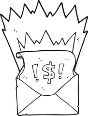 freehand drawn black and white cartoon abusive letter