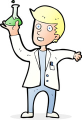 cartoon happy scientist