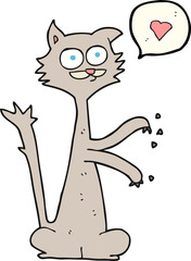 freehand drawn speech bubble cartoon cat scratching