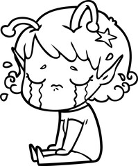 cartoon crying alien girl