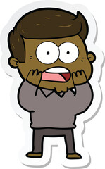 sticker of a cartoon shocked man
