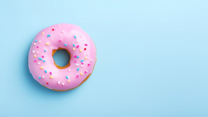 Donuts in pink glaze on a blue background