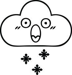 line drawing cartoon of a storm snow cloud