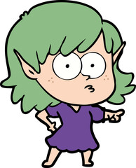 cartoon elf girl staring