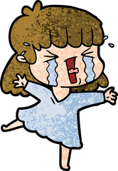cartoon woman in tears