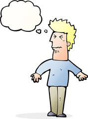 cartoon stressed man with thought bubble