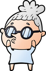 cartoon woman wearing glasses