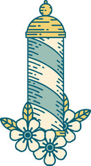 iconic tattoo style image of a barbers pole