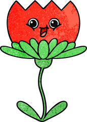 retro grunge texture cartoon of a flower