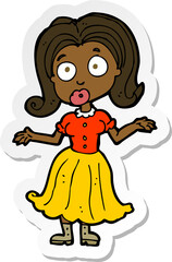 sticker of a cartoon confused girl