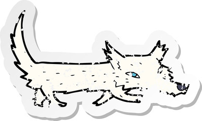 Fototapeta premium retro distressed sticker of a cartoon little wolf