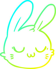 cold gradient line drawing of a cartoon rabbit face