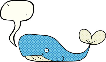 freehand drawn comic book speech bubble cartoon whale