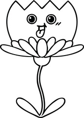 line drawing cartoon of a flower