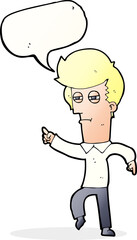 cartoon man accusing with speech bubble