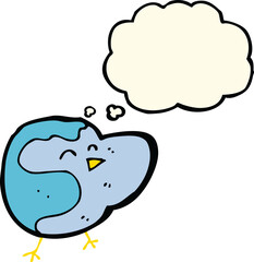 cartoon bird with thought bubble