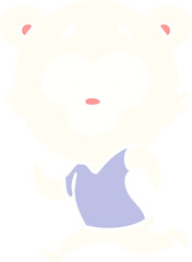 surprised polar bear flat color style cartoon