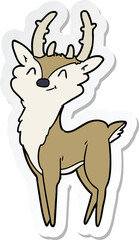 sticker of a cartoon happy stag