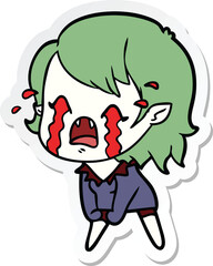sticker of a cartoon crying vampire girl