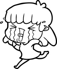 cartoon woman in tears