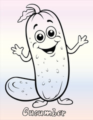 Cucumber Coloring Page Drawing For Kids