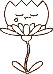 Flower Crying Charcoal Drawing