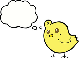cartoon bird with thought bubble