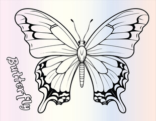 Cute Butterfly Coloring Page Drawing For Kids