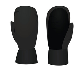Black winter gloves. vector illustration