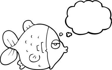 freehand drawn thought bubble cartoon funny fish