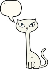 freehand drawn speech bubble cartoon cat