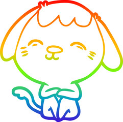 rainbow gradient line drawing of a happy cartoon dog
