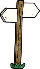 cartoon doodle painted direction sign posts